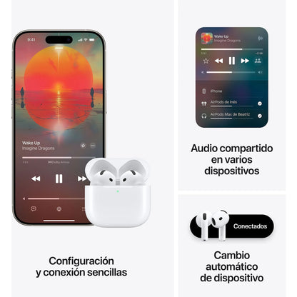 Apple AirPods 4 con Cancelación Activa de Ruido (2024 4ª gen), Inalámbricos, Bluetooth®