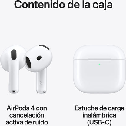 Apple AirPods 4 con Cancelación Activa de Ruido (2024 4ª gen), Inalámbricos, Bluetooth®
