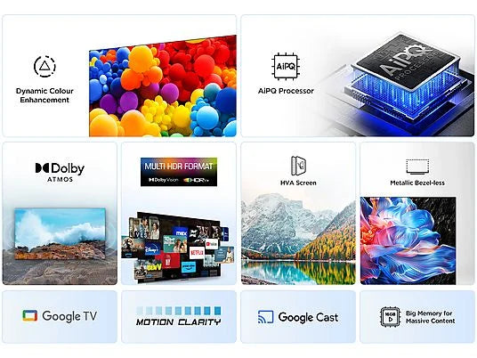 TV LED 55" - TCL 55P6K, UHD 4K, AiPQ, Smart TV, DVB-T2, Smart TV, 60 Hz