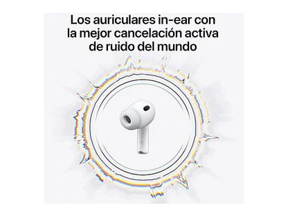 Apple AirPods Pro 3 (2025 3ª gen), Inalámbricos, Cancelación de ruido, Medición frecuencia cardíaca, Live Translation, Chip H2, USB-C, Blanco